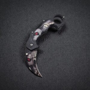 Crimson Skull Karambit Folding Pocket Knife